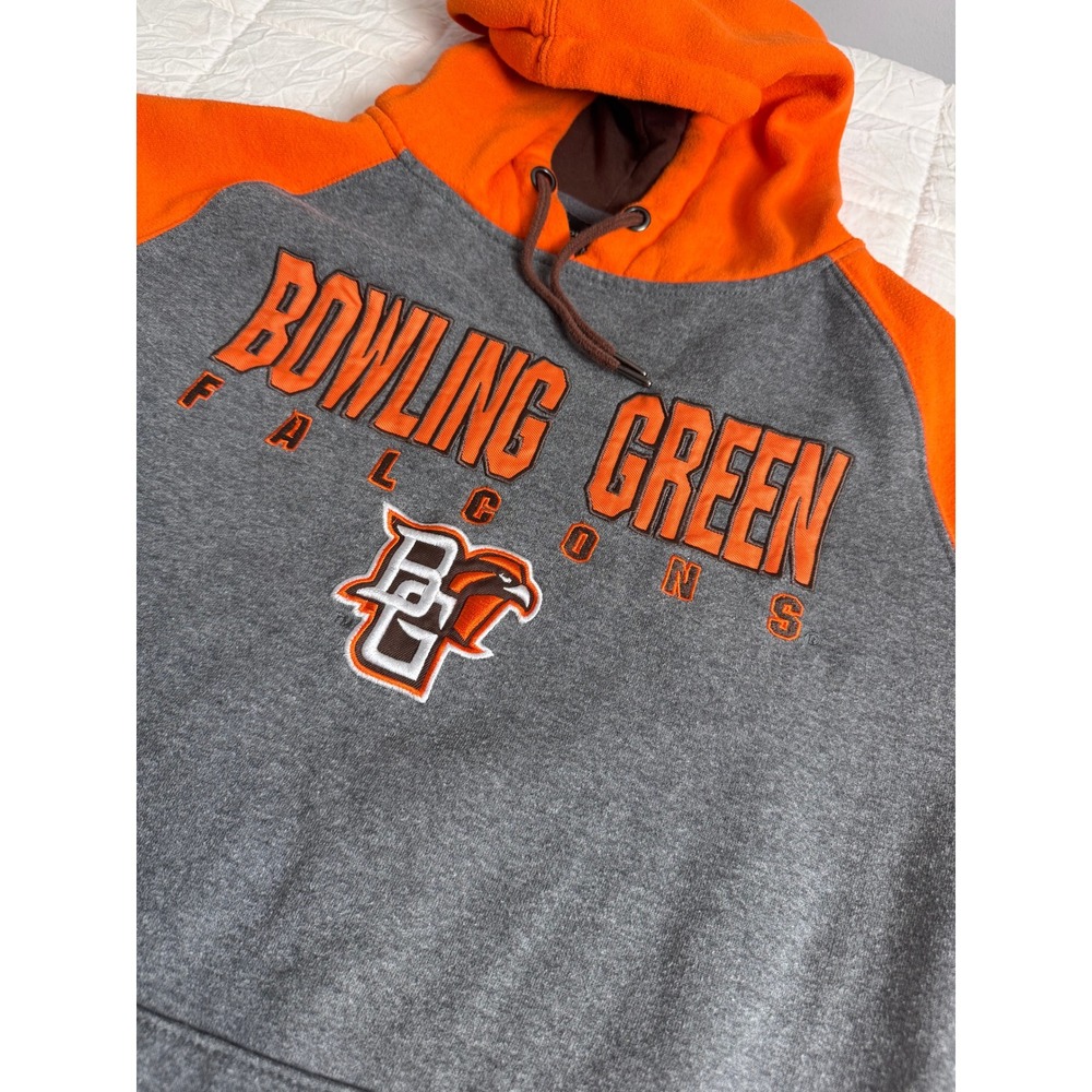 Bowling Green Falcons Hoodie Medium Gray Orange Raglan NCAA BGSU